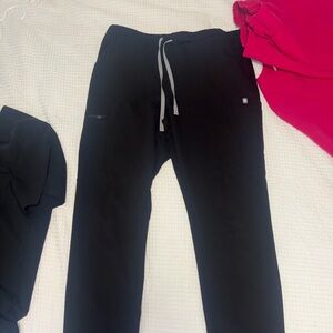 Figs Black Drawstring Joggers with Gray Ties